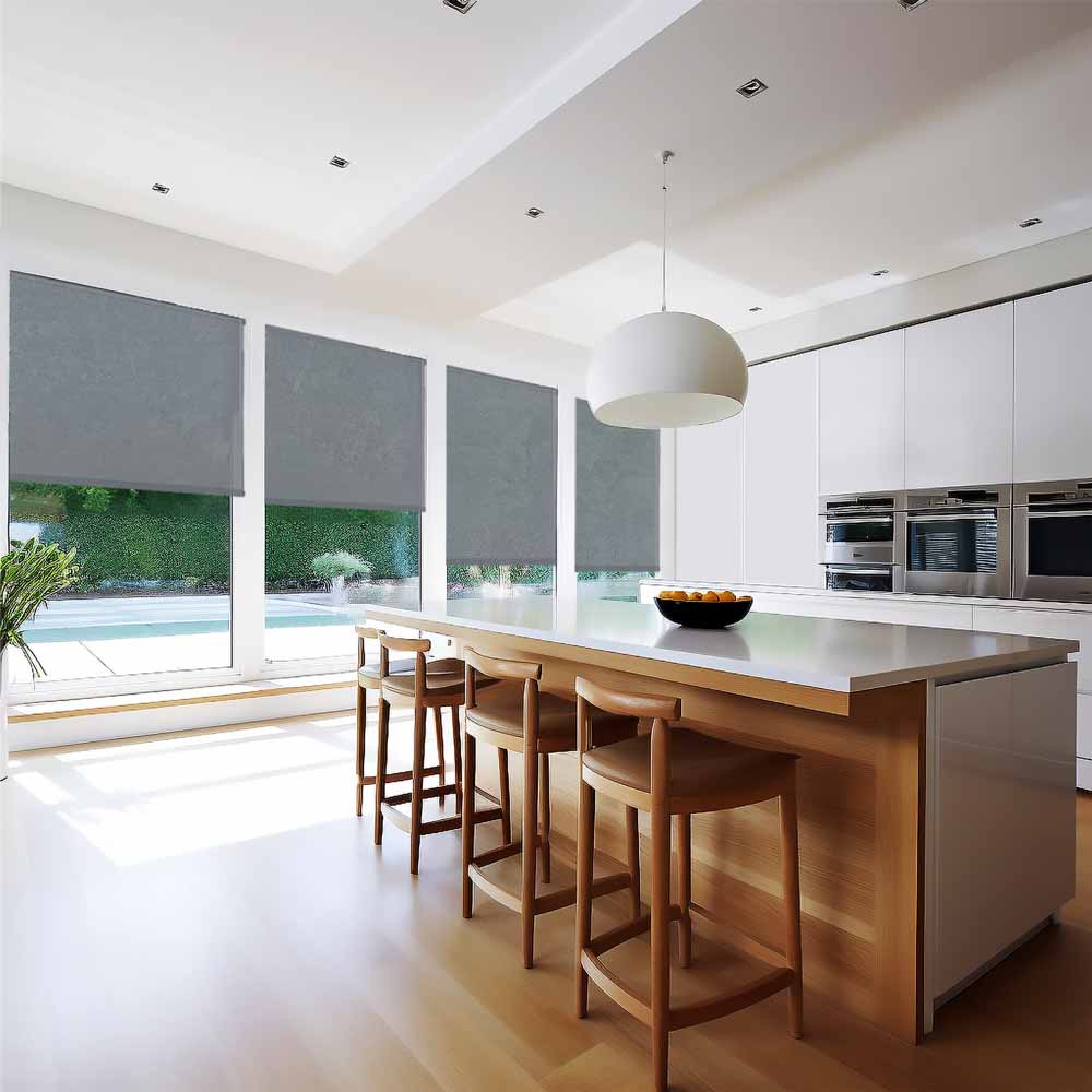 Blinds In A Large Modern Kitchen