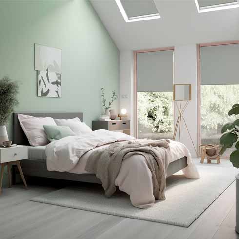 Pastel Green Blinds Bedroom